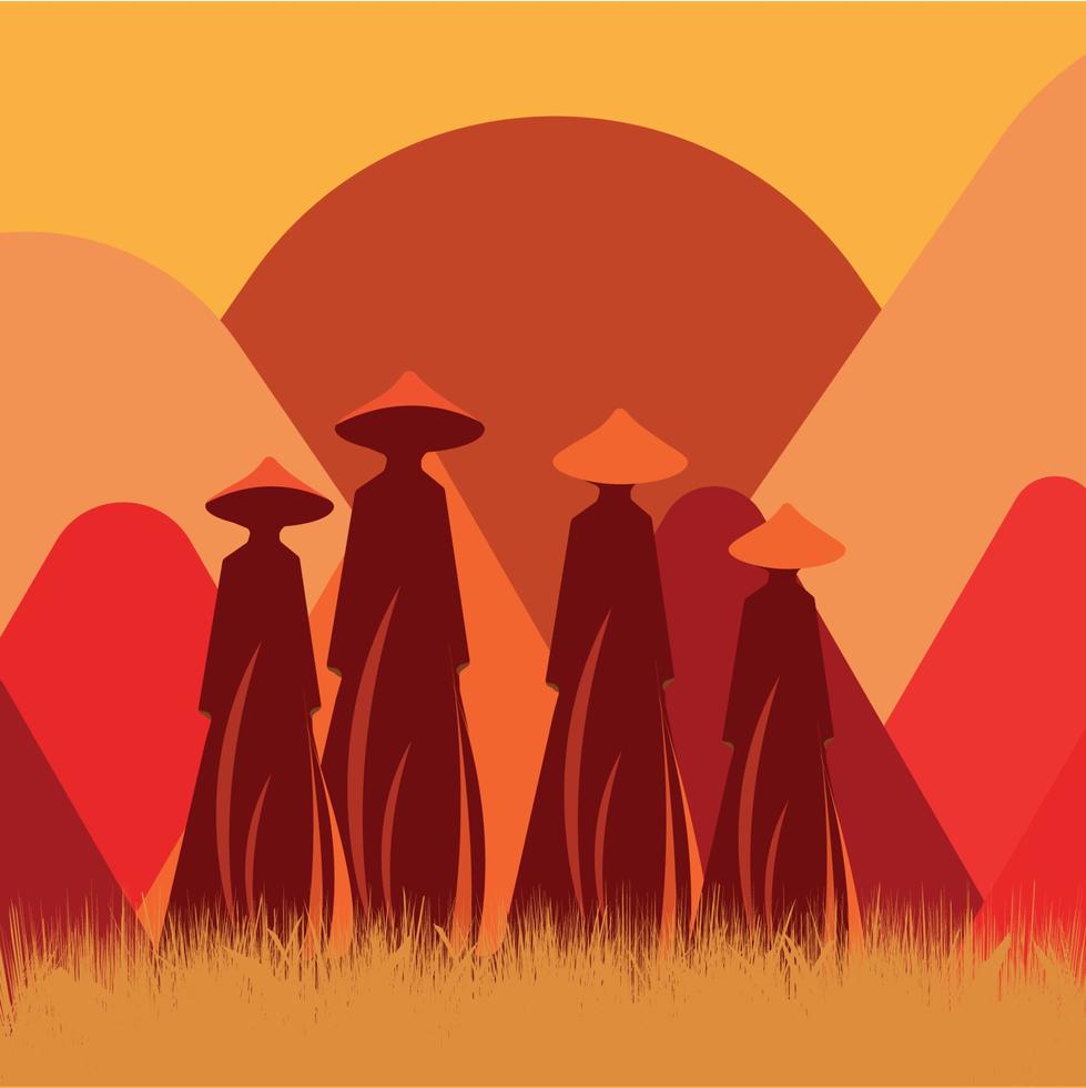 Vector illustration of a man on a mountain
