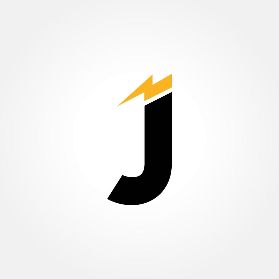 J Letter Logo With Lightning Thunder Bolt Vector Design. Electric Bolt Letter J Logo Vector Illustration.