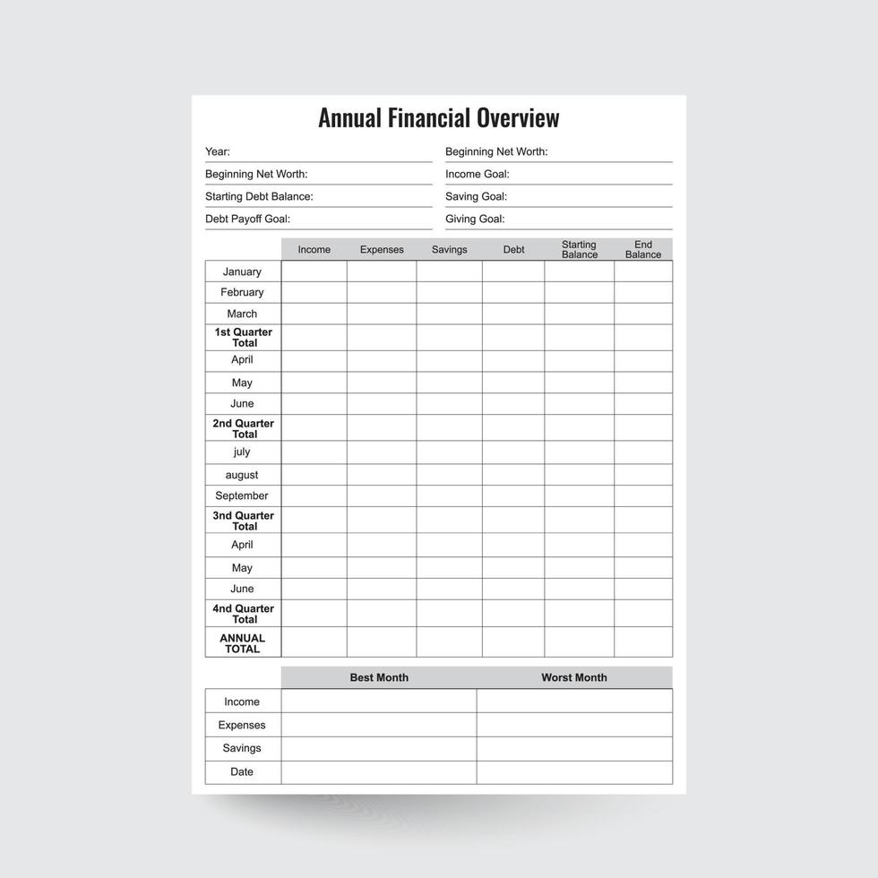 Annual Financial Overview,Yearly Financial Overview,Financial Tracker,Budget Planner,Yearly Financial Planner,Financial Goal,financial calendar,yearly overview,monthly overview,financial plan vector