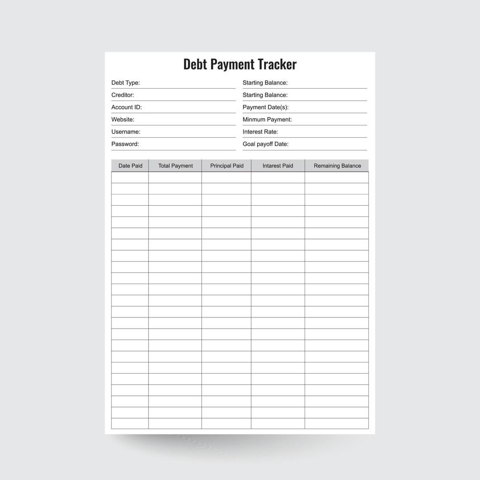 Debt Payment Tracker,Debt Tracker,Debt Payoff Tracker,Debt Log,Debt Payment Planner,Debt Insert,Debt Payoff Plan,debt record,debt organizer,debt tracker insert vector