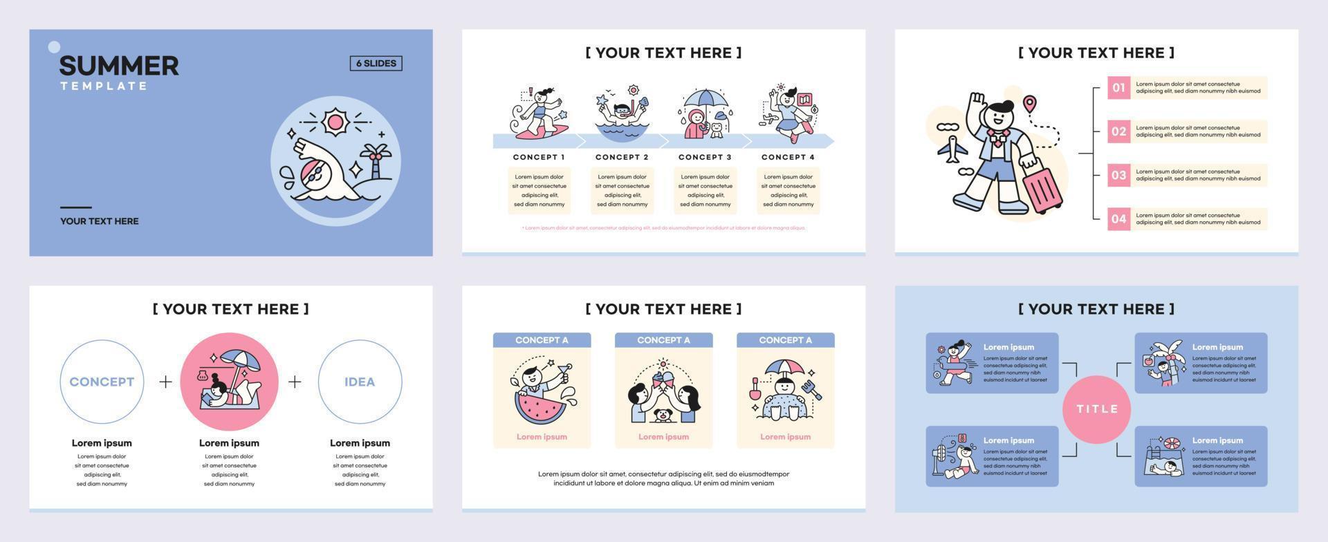 People enjoying summer. Summer season info information brochure, webpage, leaflet template design. vector