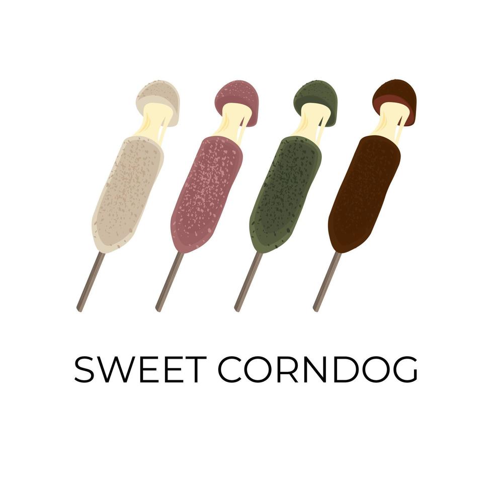 dulce corndog ilustración logo con Derretido queso Mozzarella relleno vector