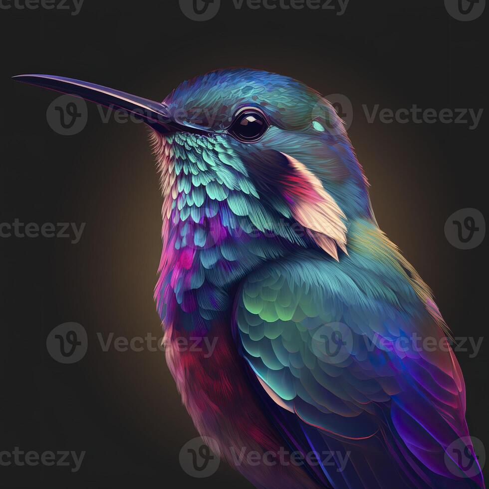 Hummingbird in neon colors. . photo