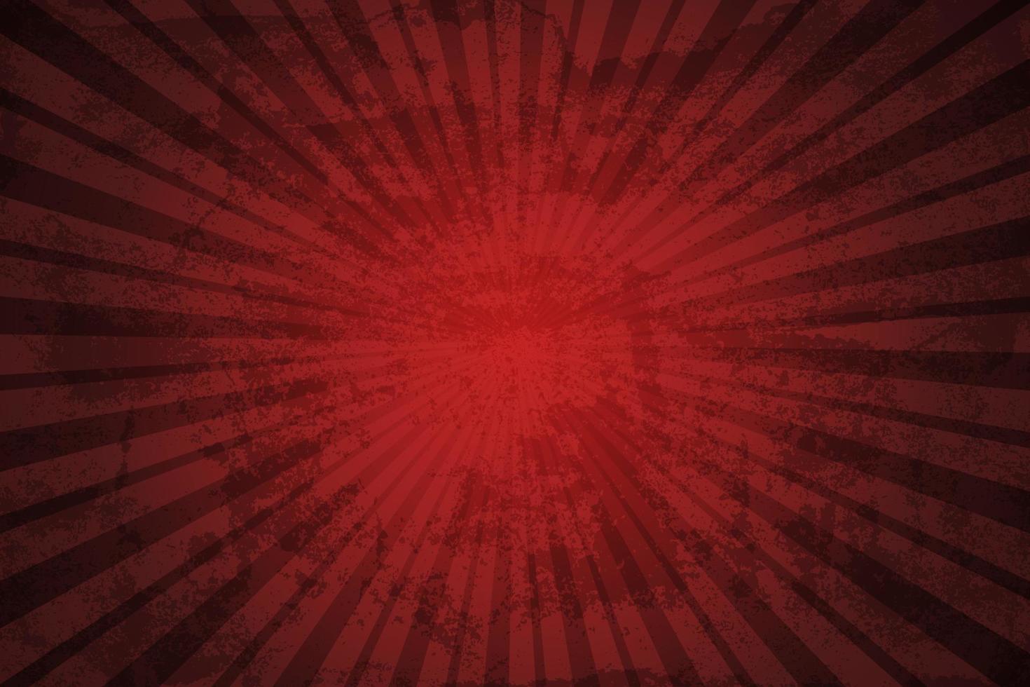 Vintage grunge red background with rays, vector illustration