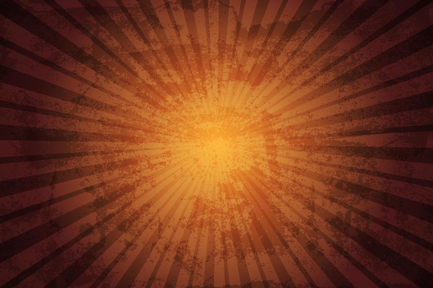 Vintage grunge orange background with rays, vector illustration