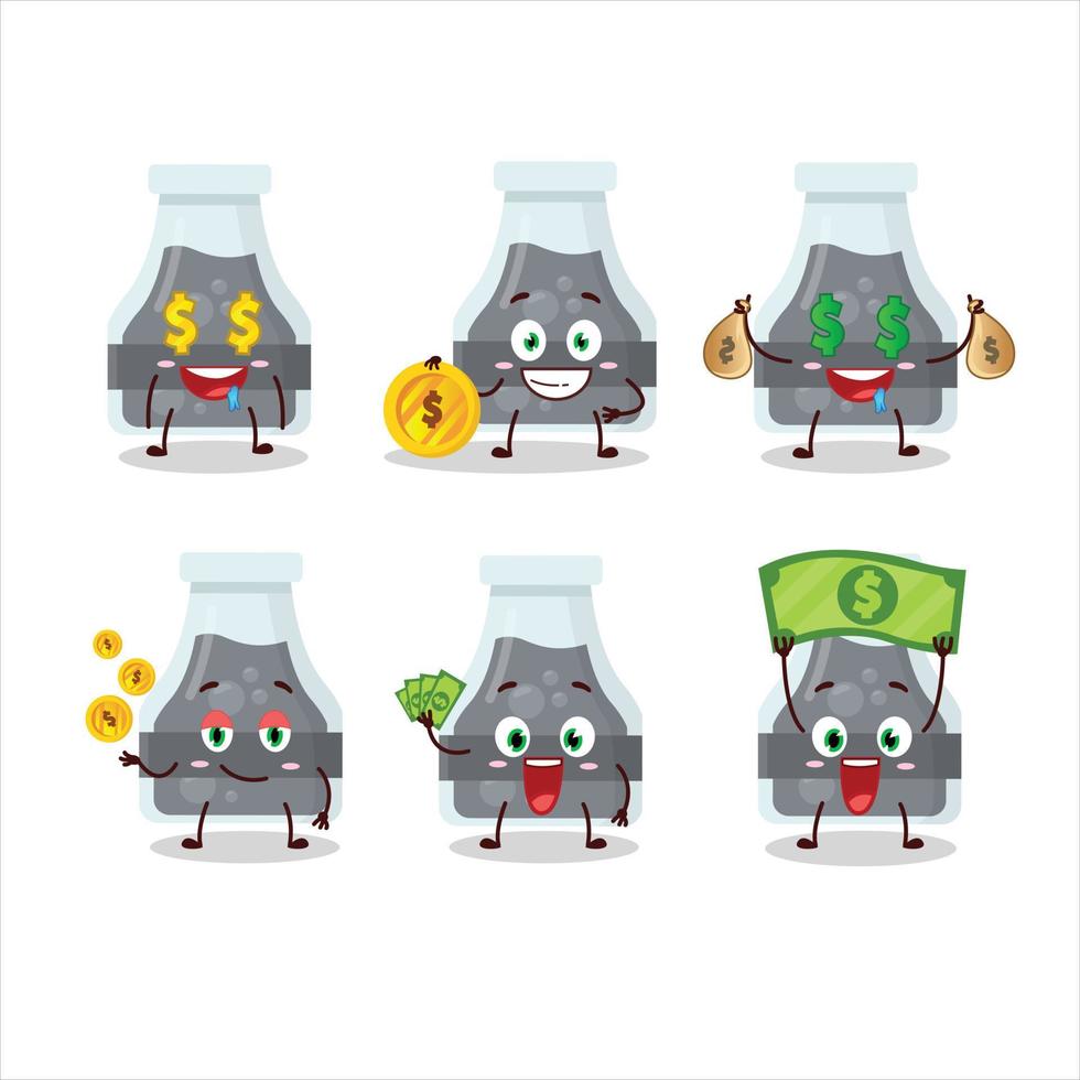 Black potion cartoon character with cute emoticon bring money vector