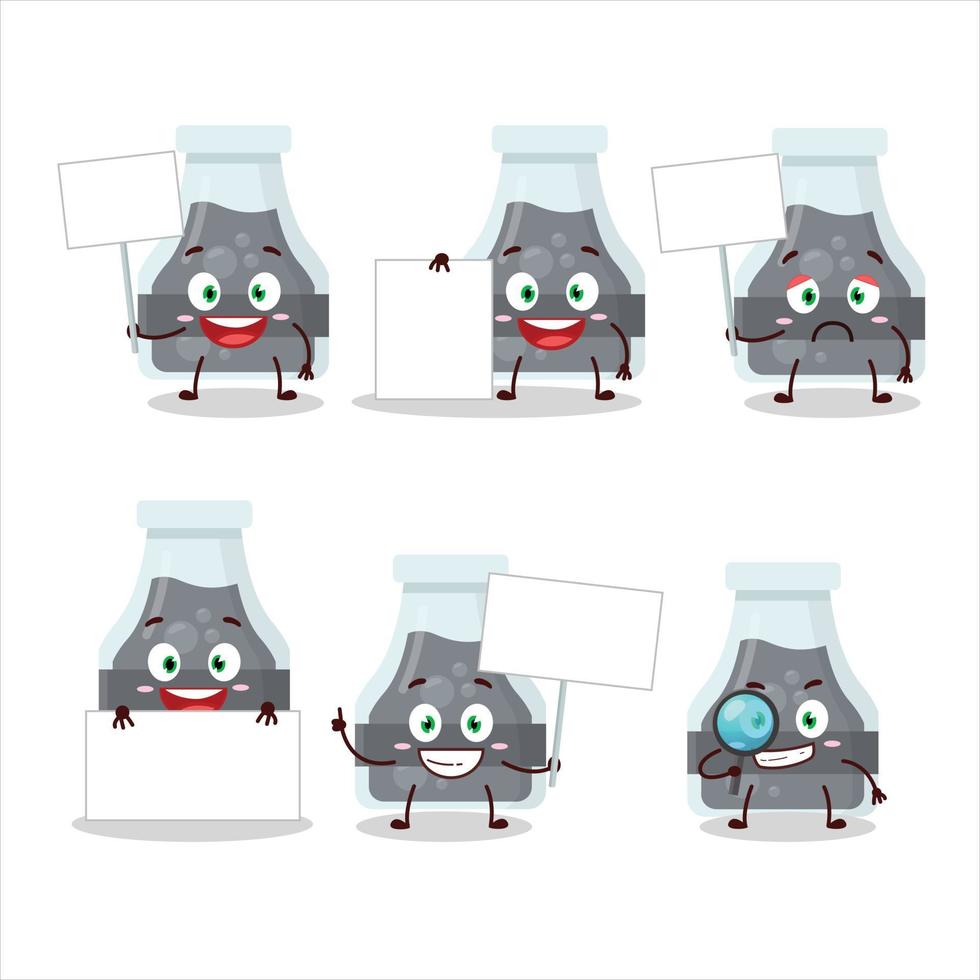 Black potion cartoon character bring information board vector