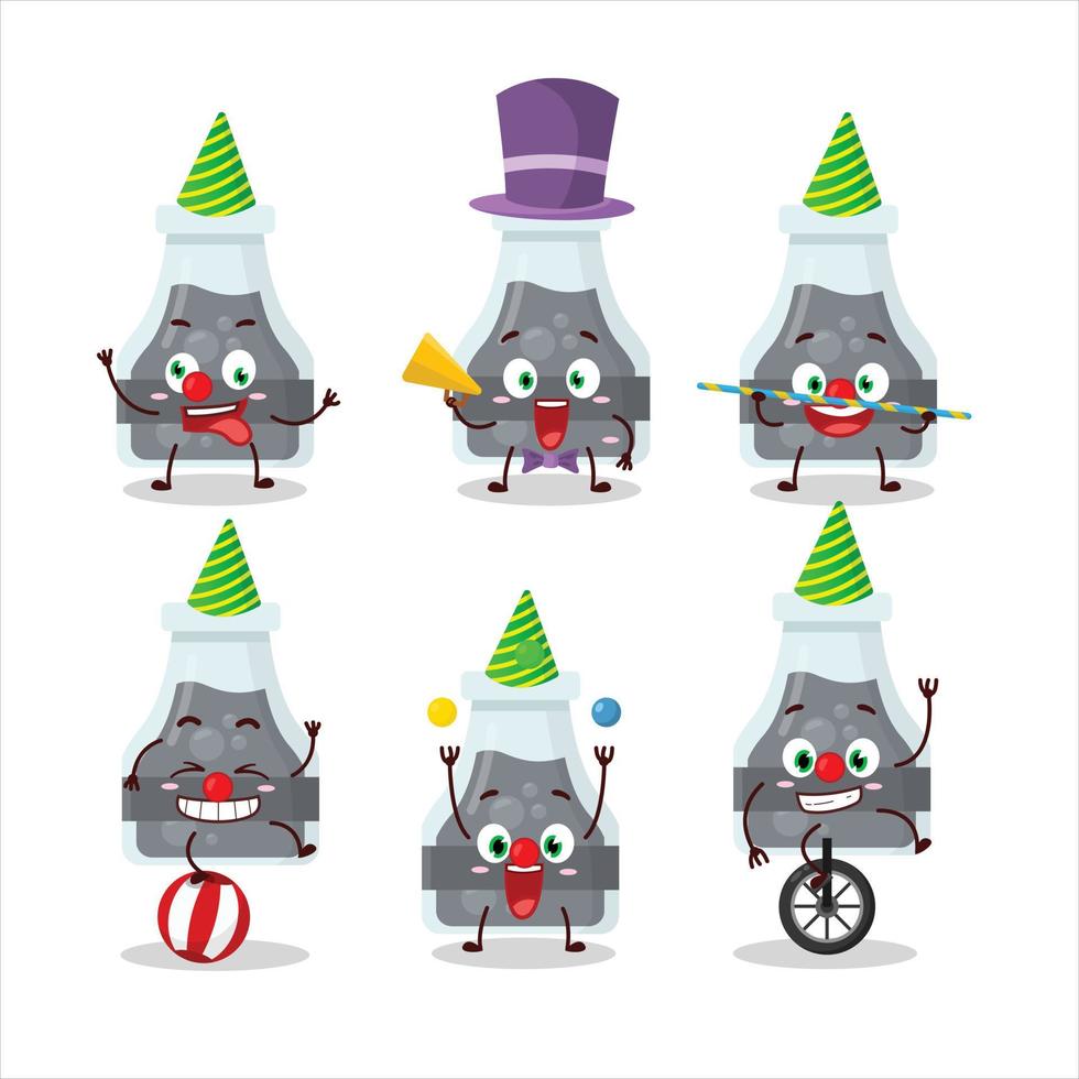 Cartoon character of black potion with various circus shows vector