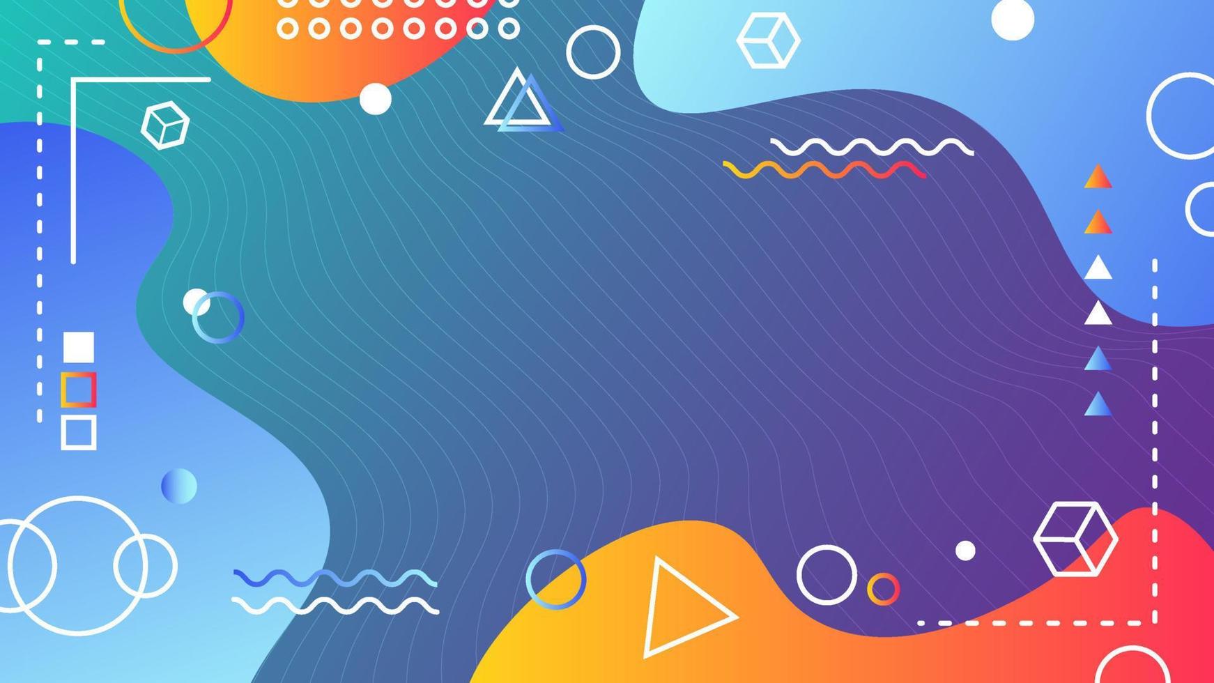Abstract fluid luquid geometric shapes colorful gradient memphis style background wallpaper vector design