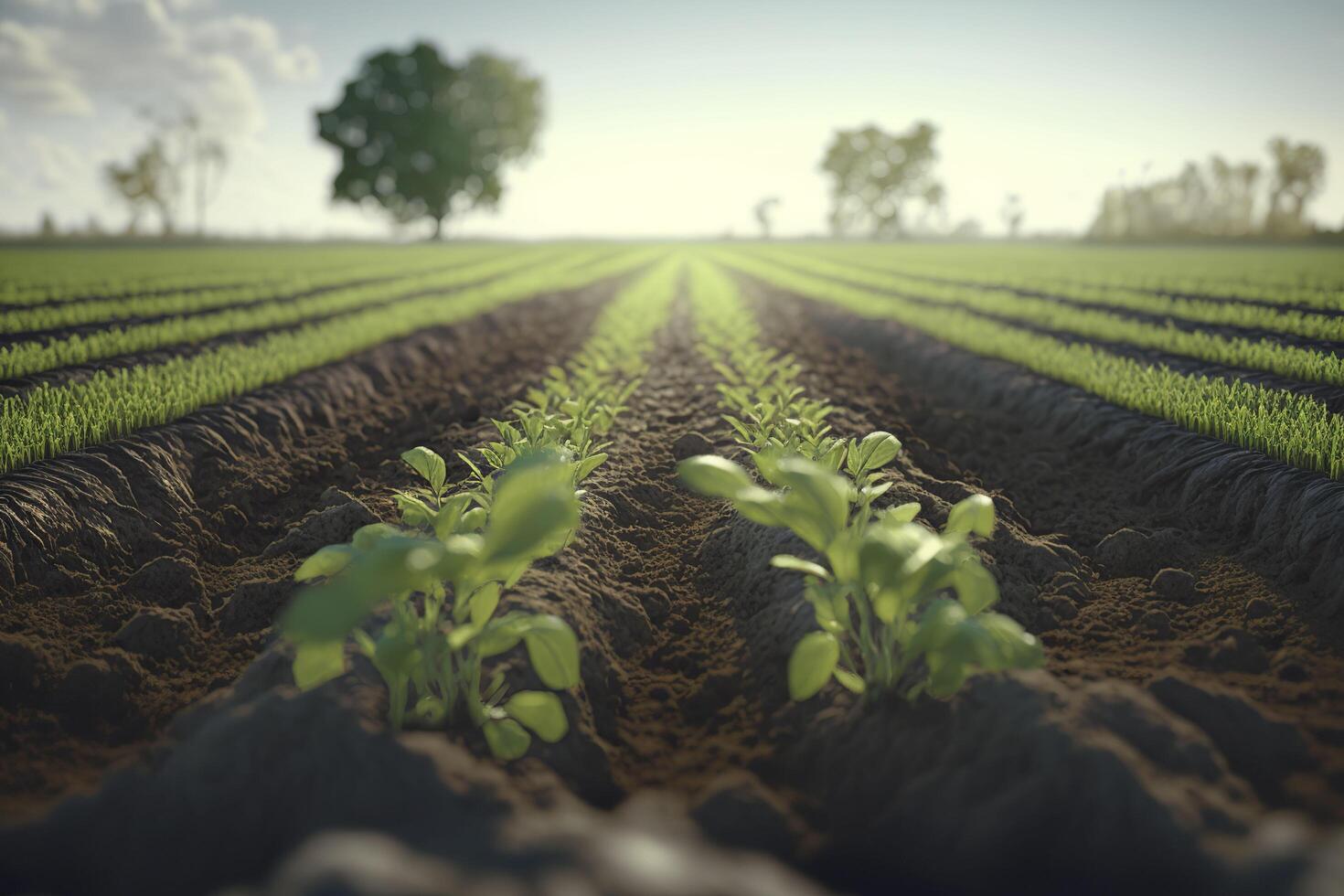 Field with young sprouts of corn. . photo