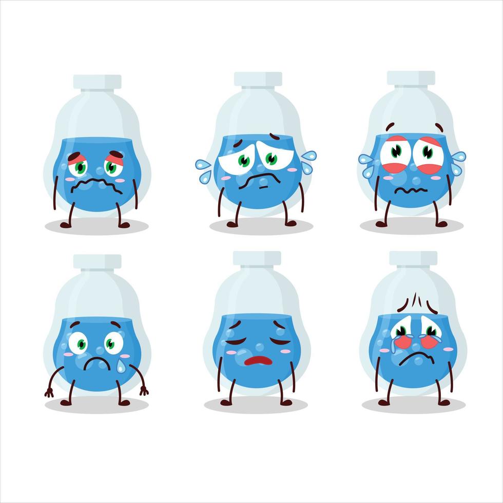 Blue potion cartoon character with sad expression vector