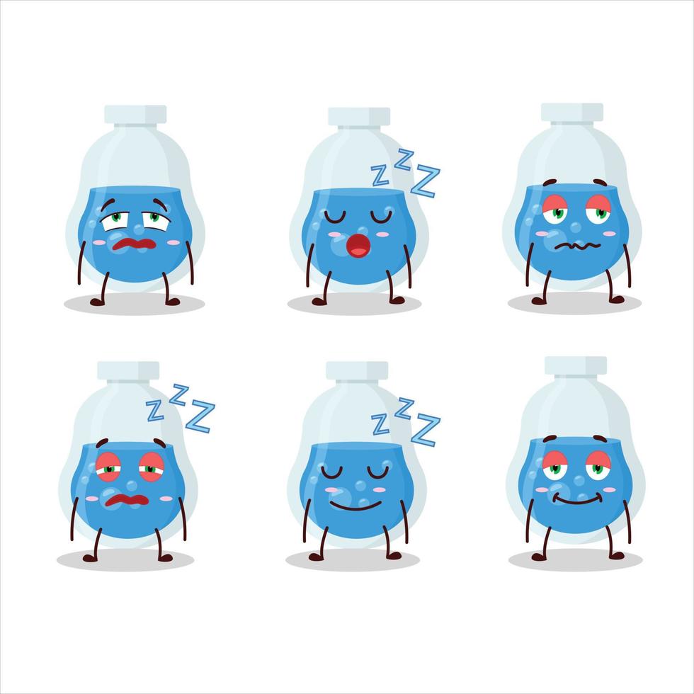 dibujos animados personaje de azul poción con soñoliento expresión vector