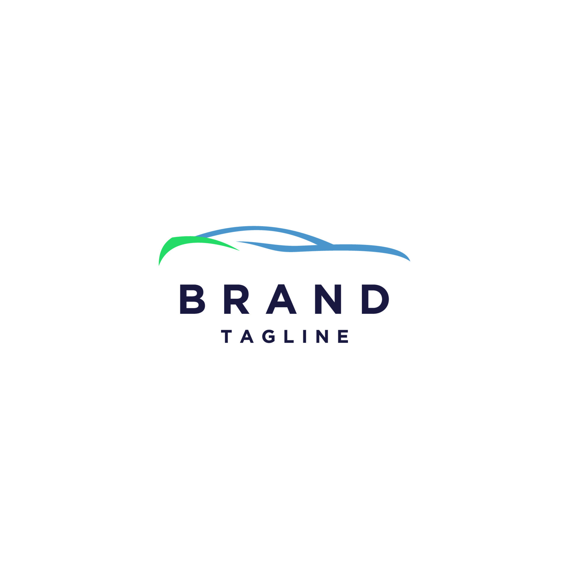 Fresh Blue And Light Green Car Silhouette Line Logo Design. Fresh Line
