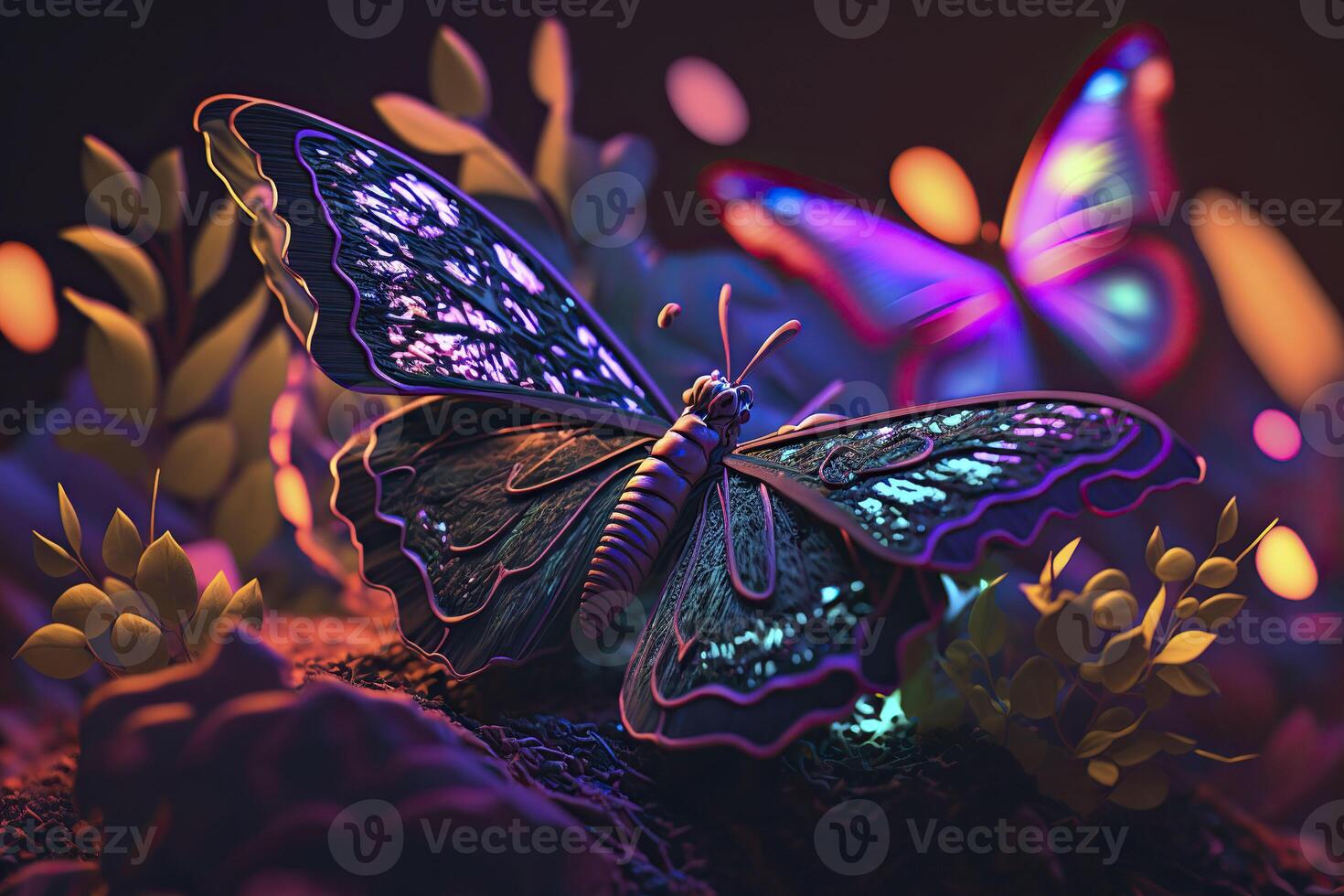 Butterfly, neon colors. . photo