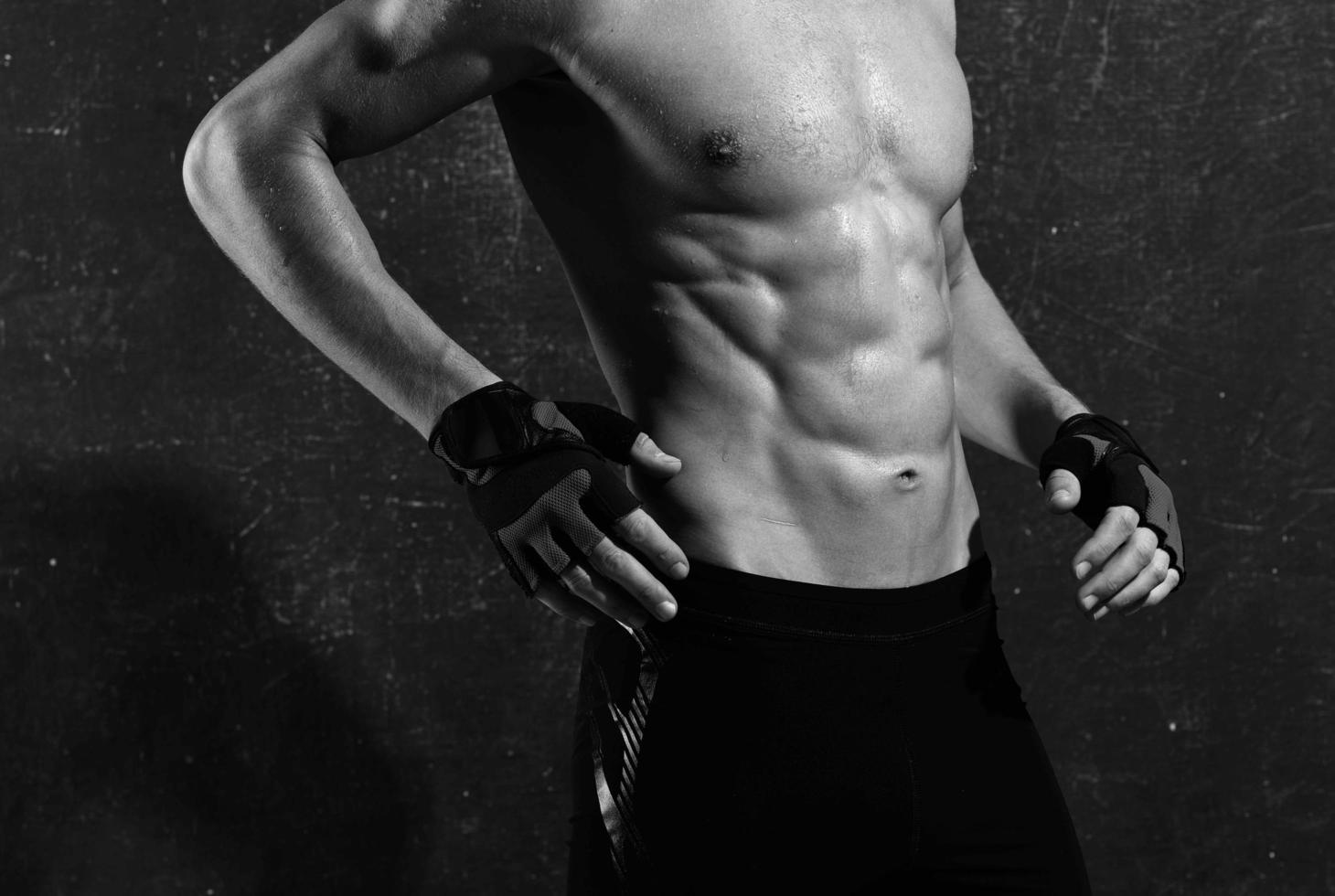 sports man in gloves workout motivation exercise strength photo