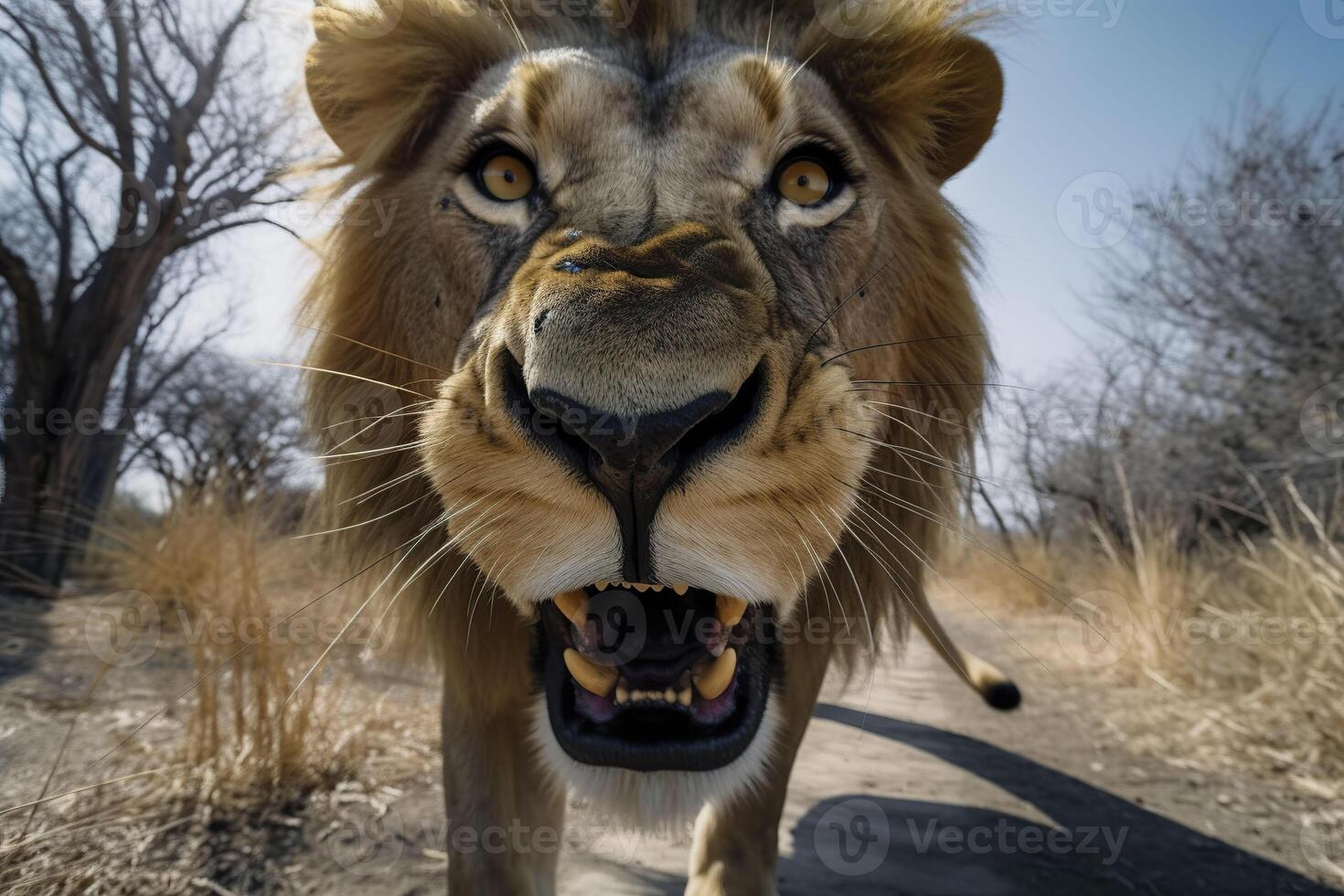 Angry lion. . photo