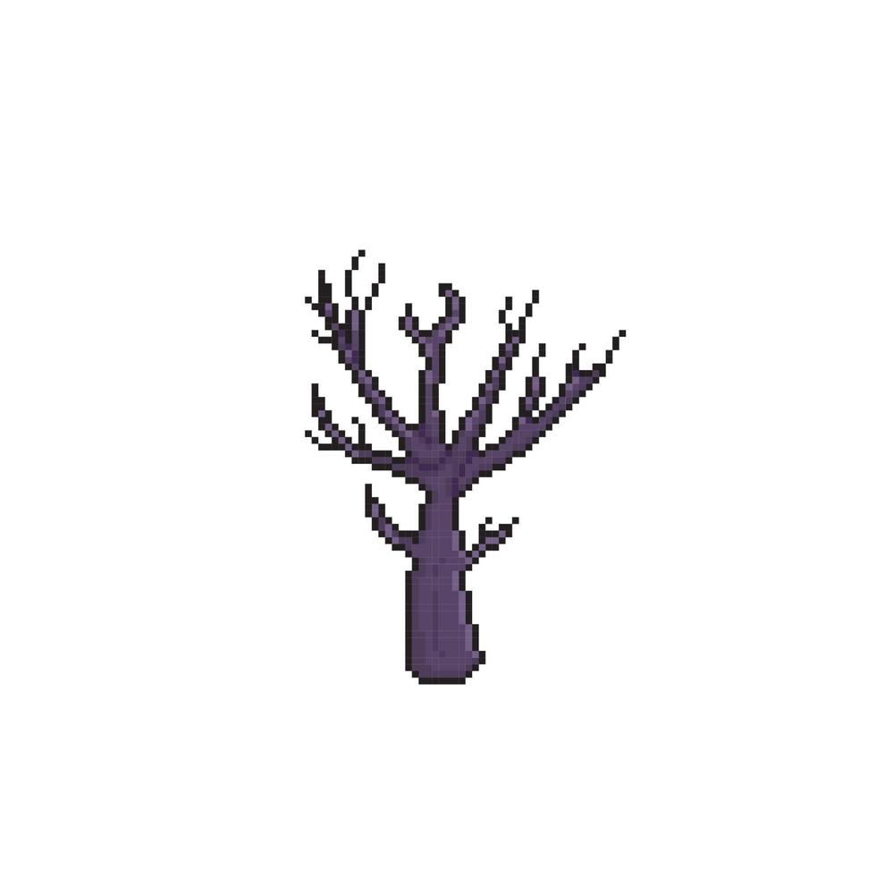 dead tree in pixel art style vector