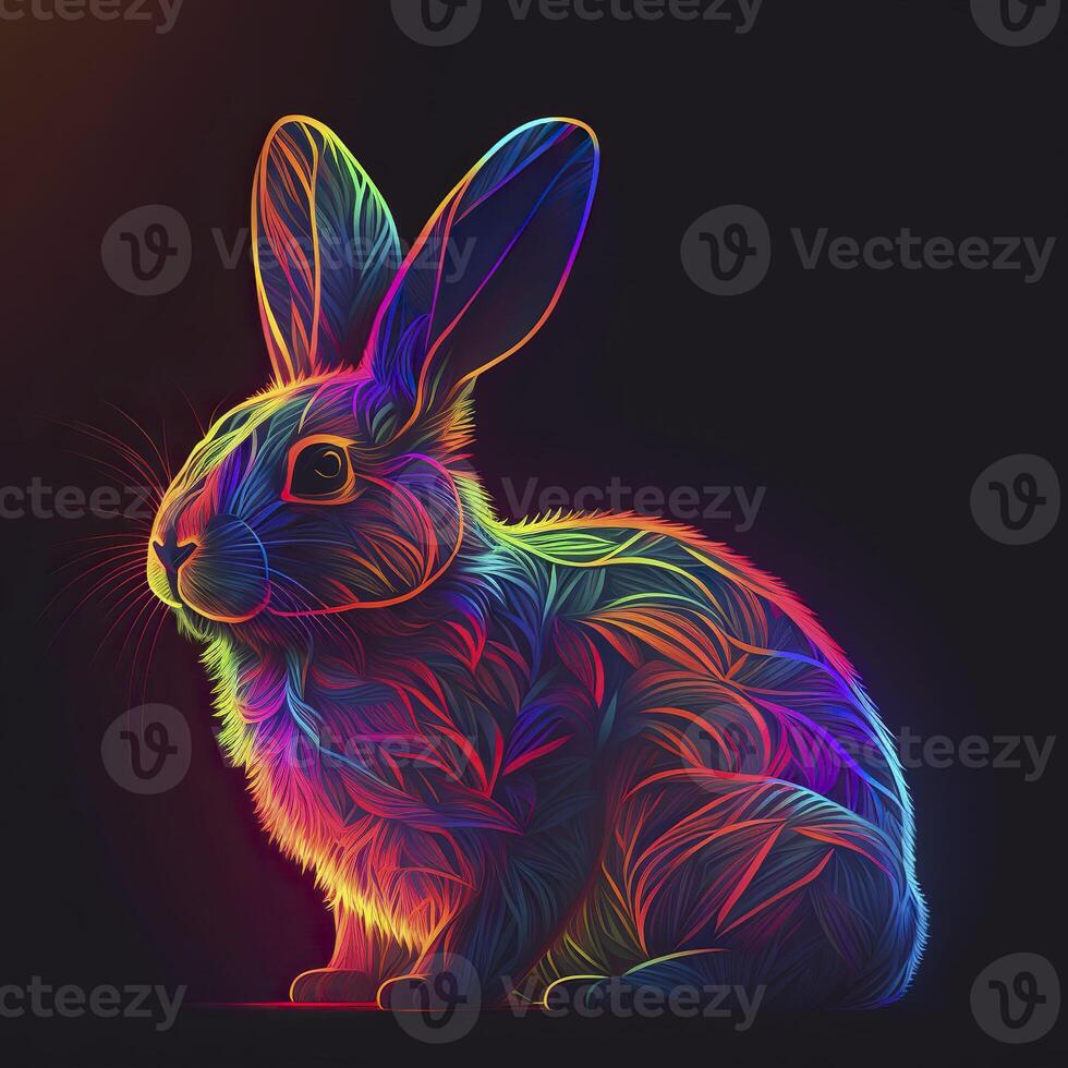 Bunny in neon colors. . photo