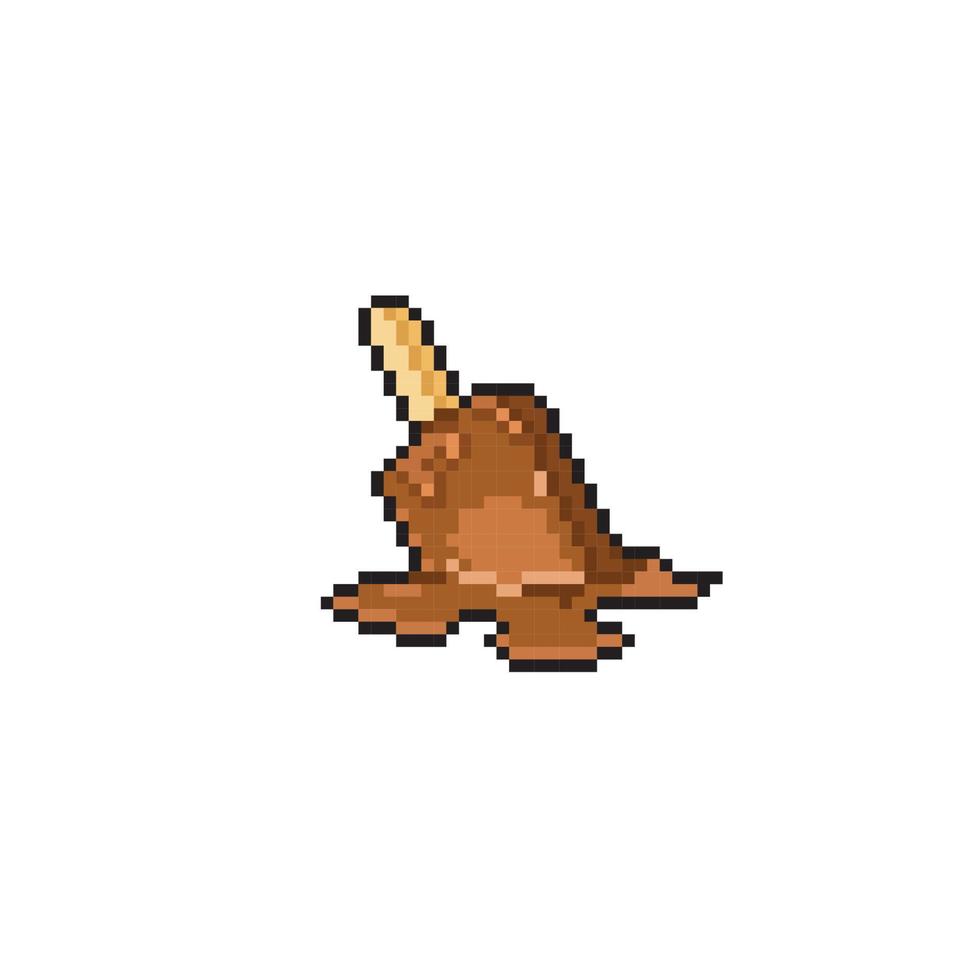 dropped ice cream chocolate in pixel art style vector