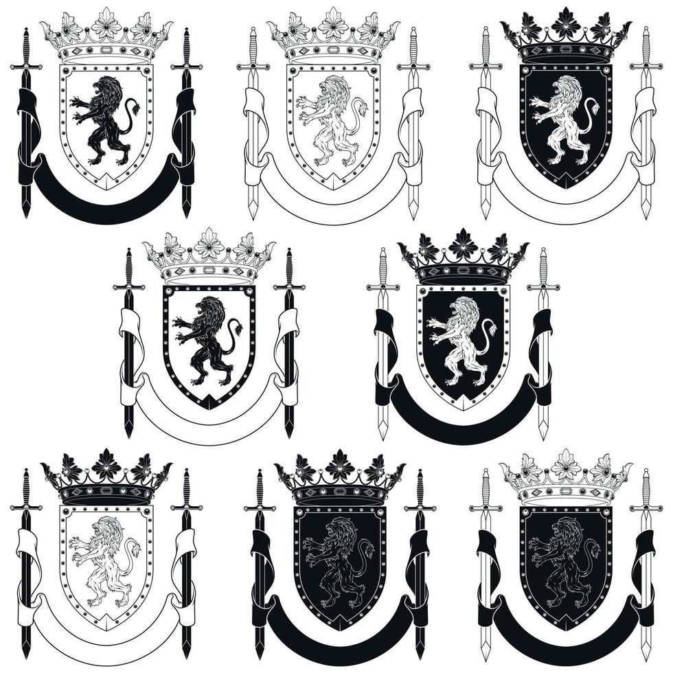 Medieval Coat of Arms with rampant lion vector