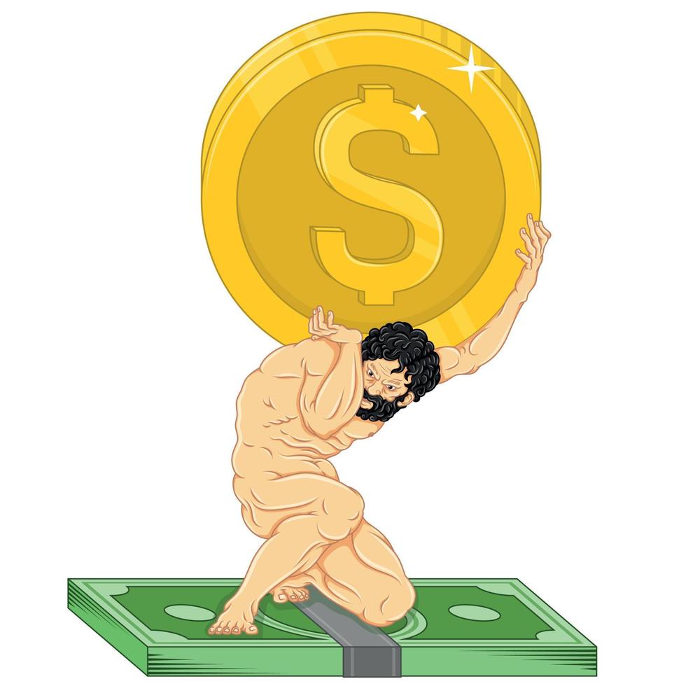 Vector of Atlas holding the dollar