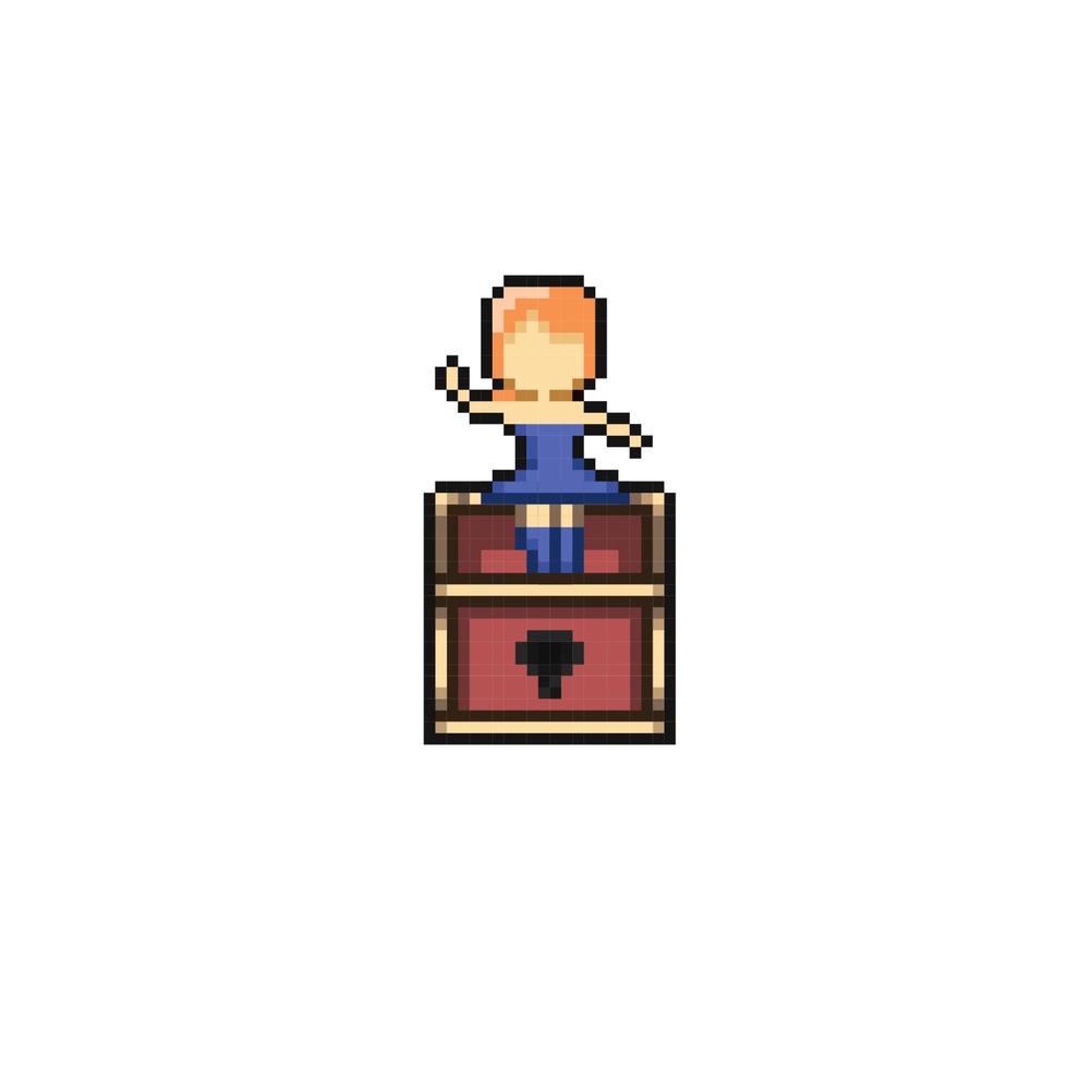 ballerina toy box in pixel art style vector