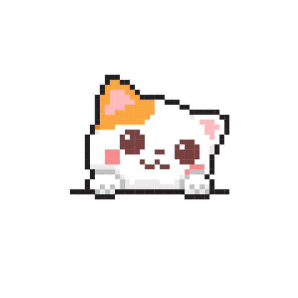 cute cat head in pixel art style vector