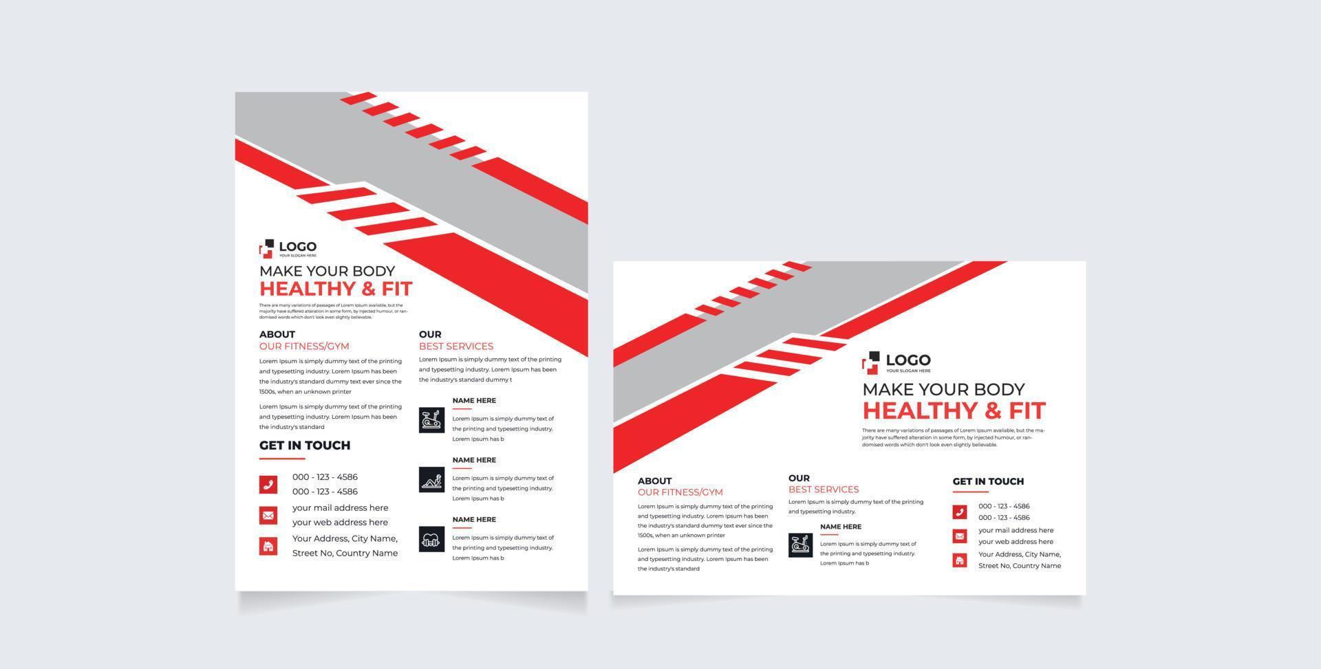 Modern Abstract Fitness training and gym flyer template. Fitness and gym flyer for your business. Fitness, gym, club, flyer vector