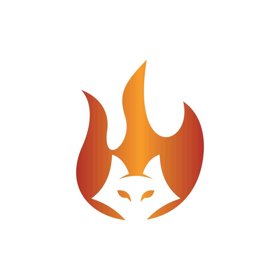 Fox head with fire burn modern logo vector
