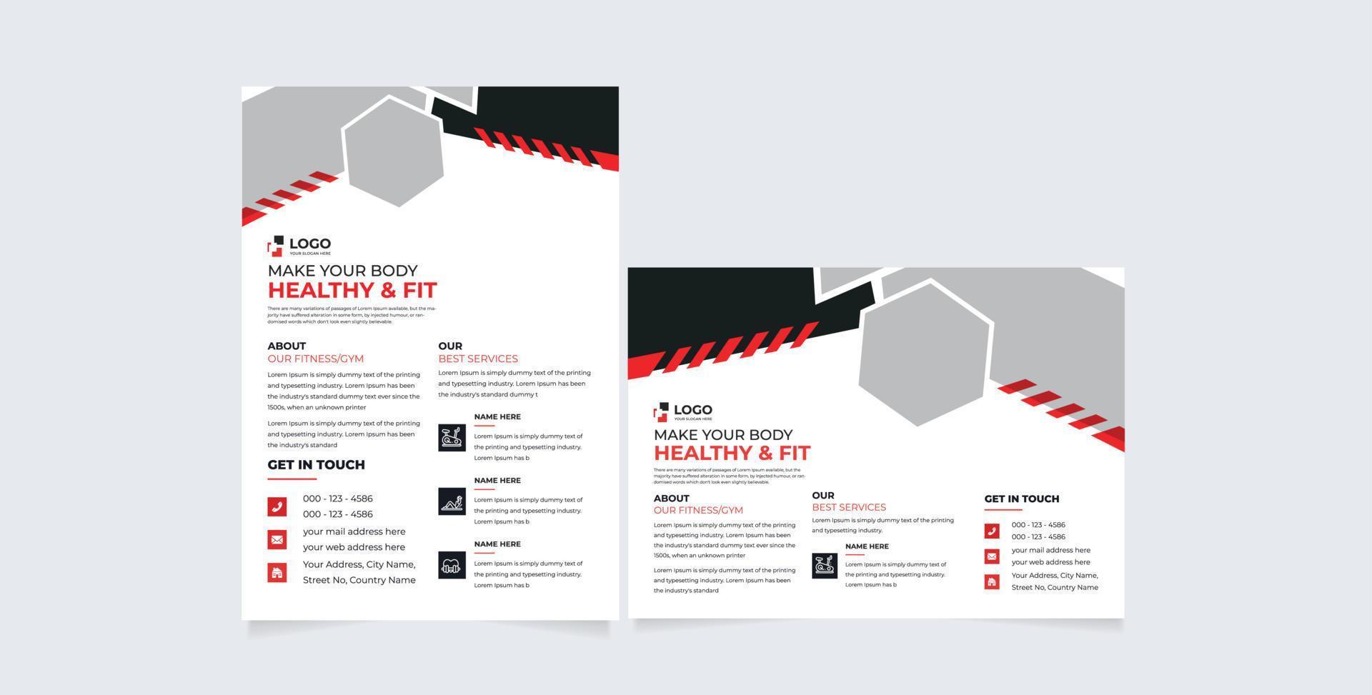 fitness gym brush effect flyer design for promote your business vector