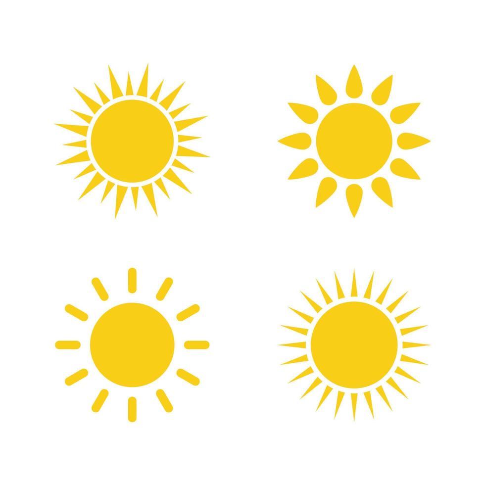 Sun icon set. Yellow sun vector icons collection.