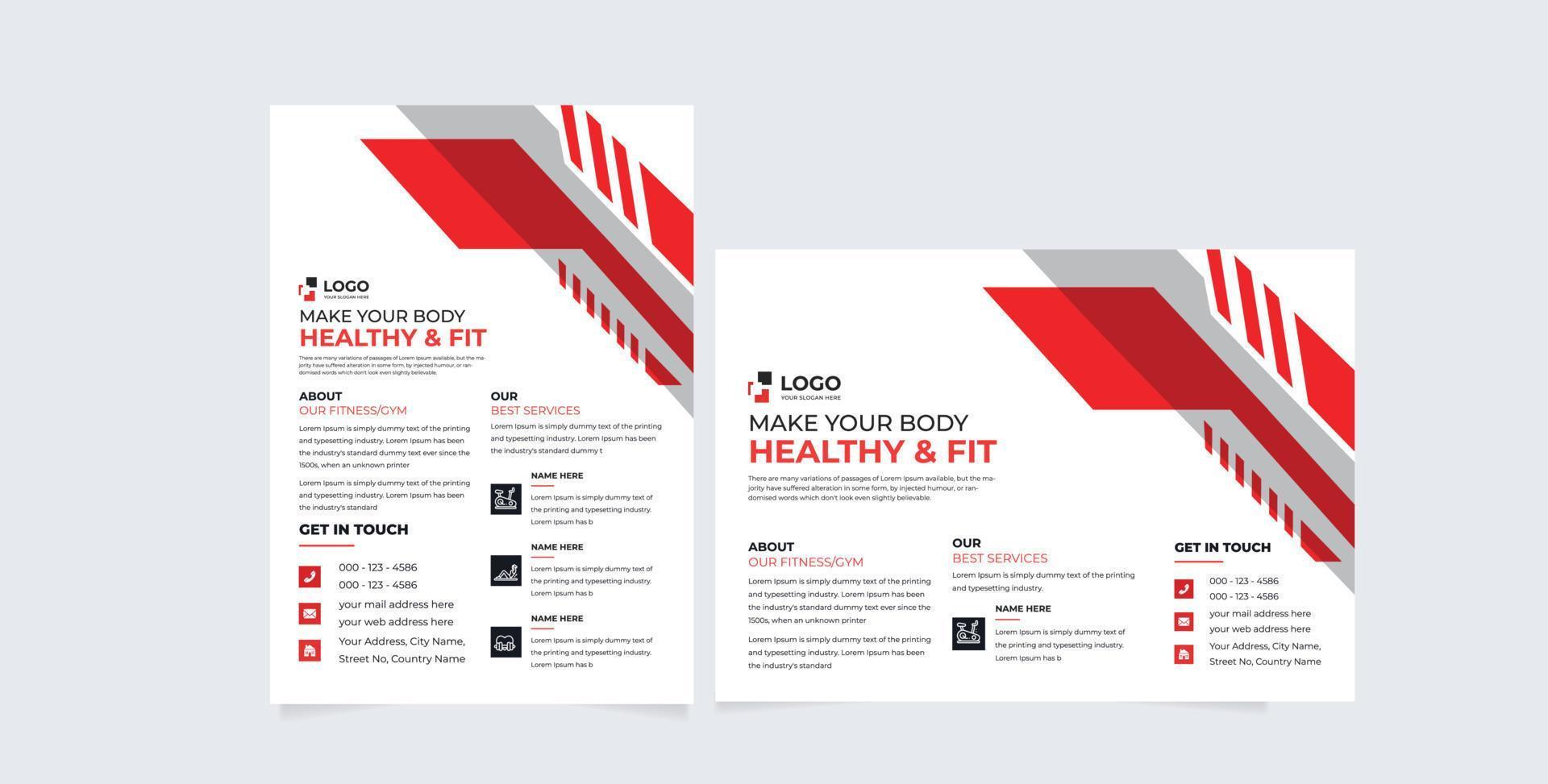 Fitness gym flyer design template. Fitness gym flyer bundle. Fitness gym flyer set. set of Fitness gym flyer vector