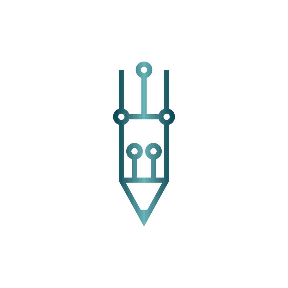 lápiz escritor tecnología línea creativo logo vector