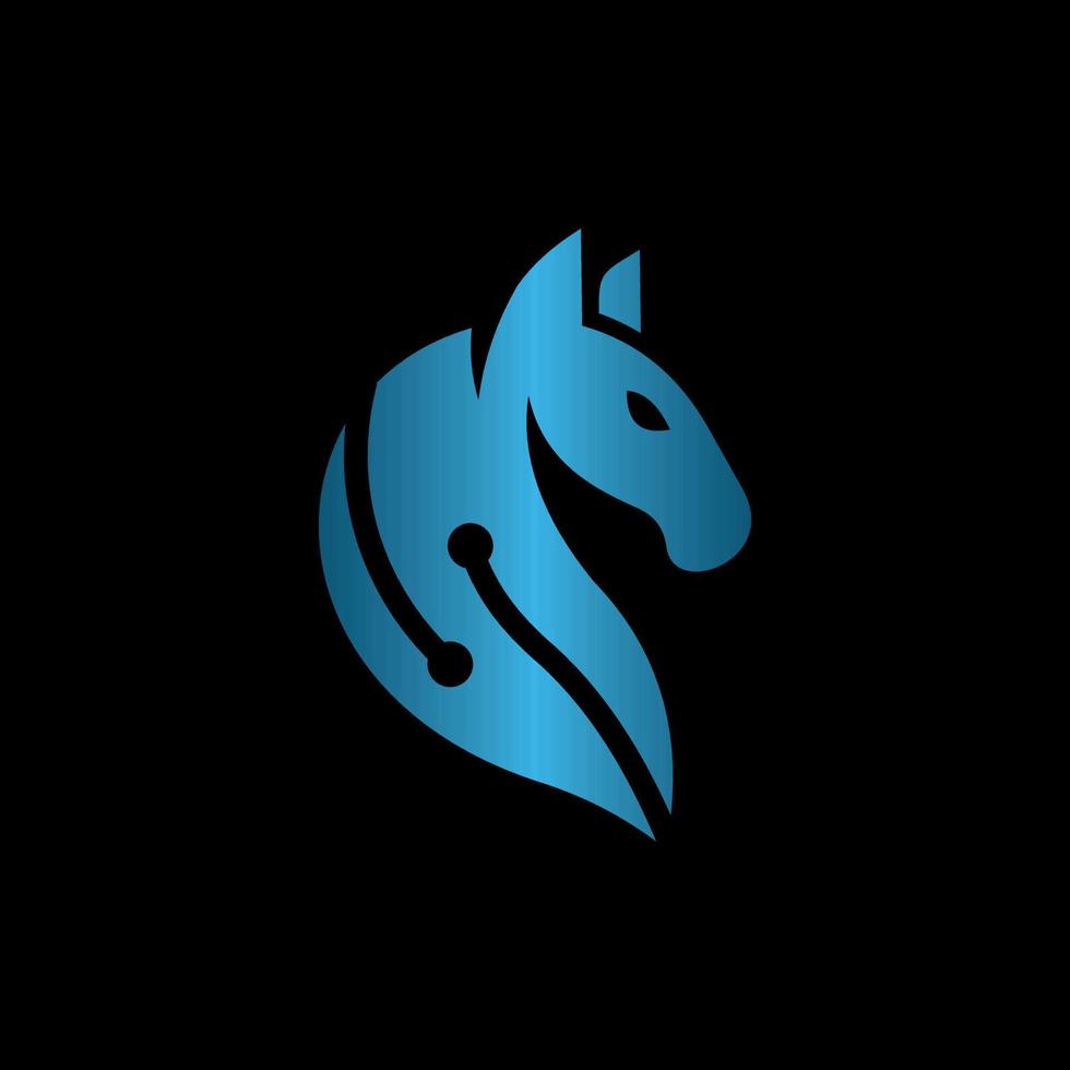 caballo cabeza tecnología moderno logo vector