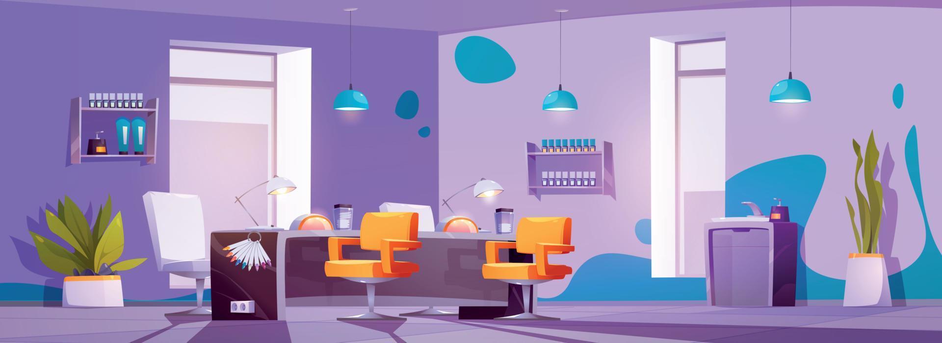 Cartoon manicure salon interior design vector