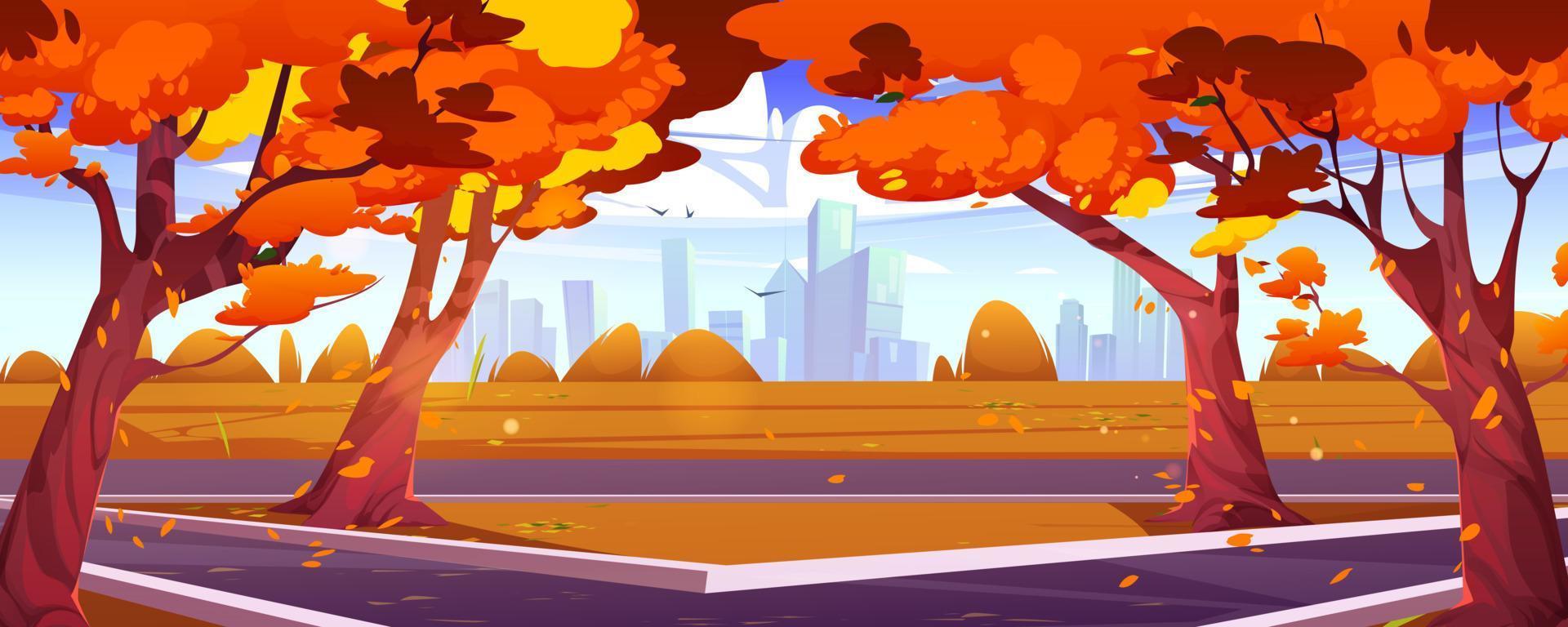 Autumn city landscape, Nobody in town park scene vector