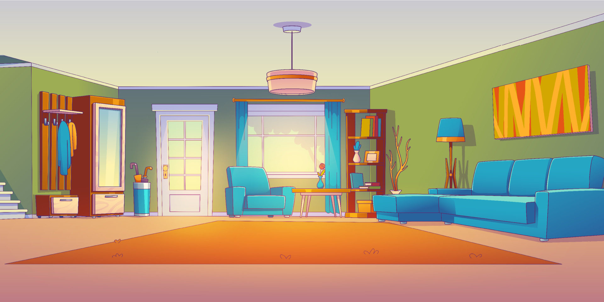 Living Room Vector Cartoon Home