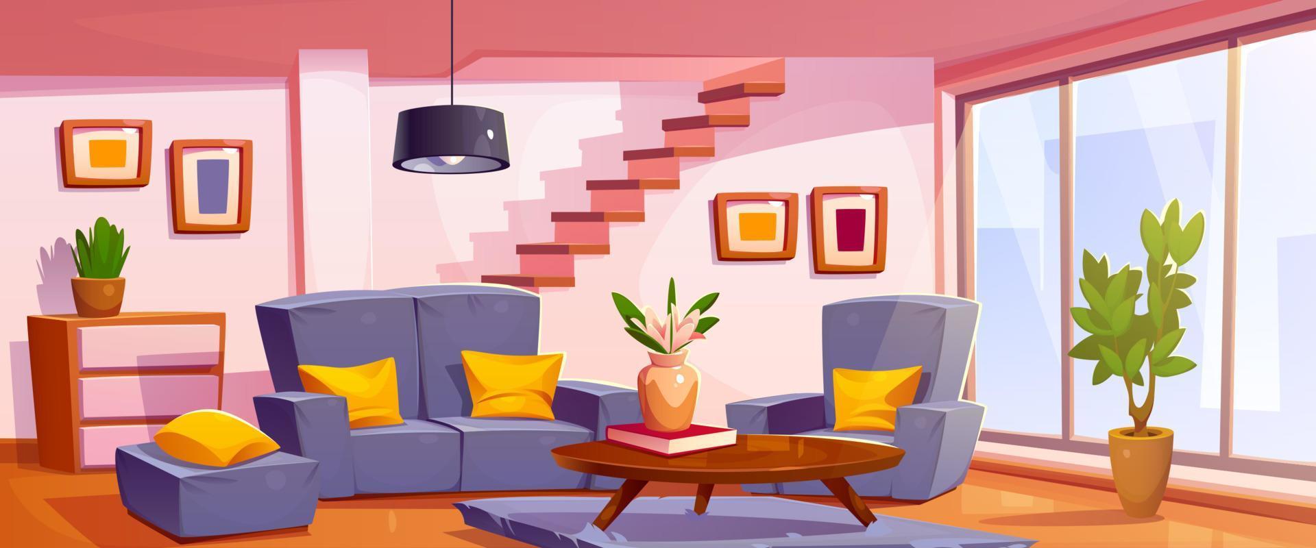 dibujos animados vivo habitación interior diseño vector