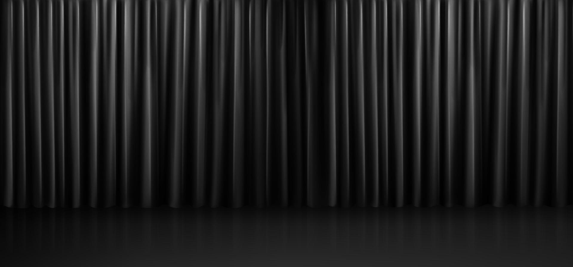 Realistic black curtain background vector