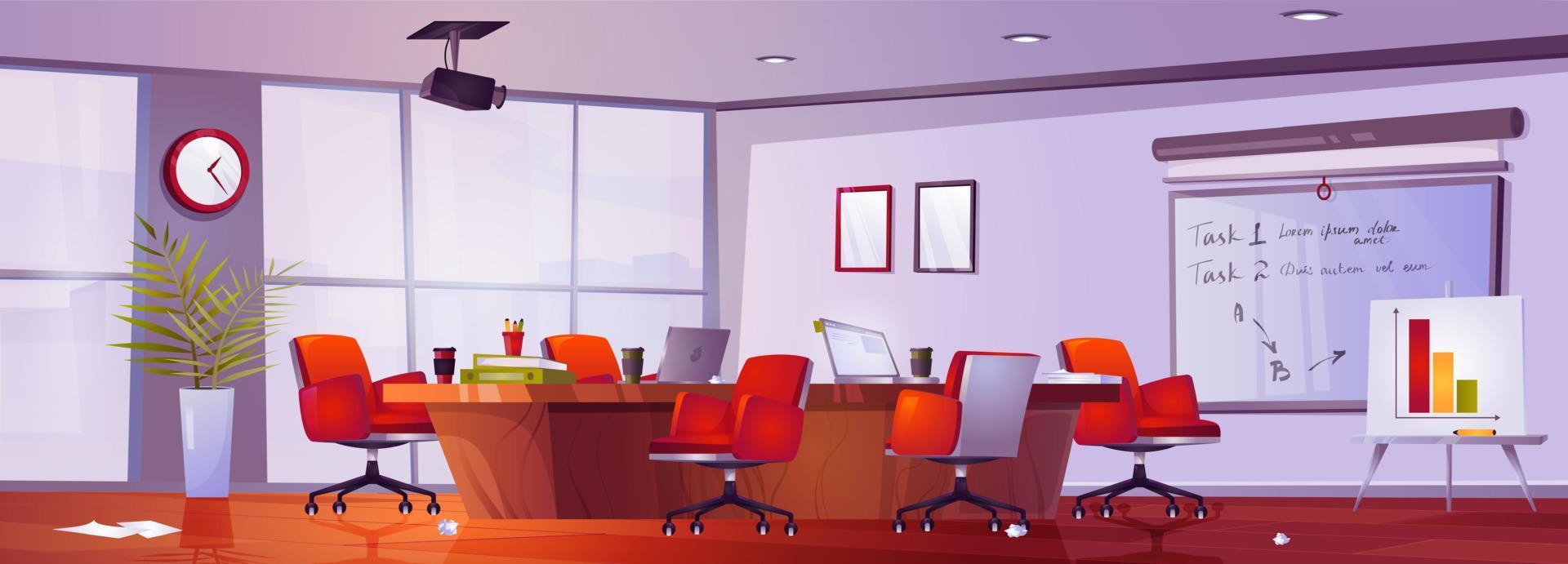 Conference room, office boardroom interior vector