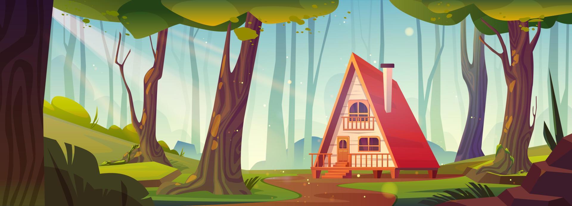 bosque cabaña, bosque casa dibujos animados antecedentes vector