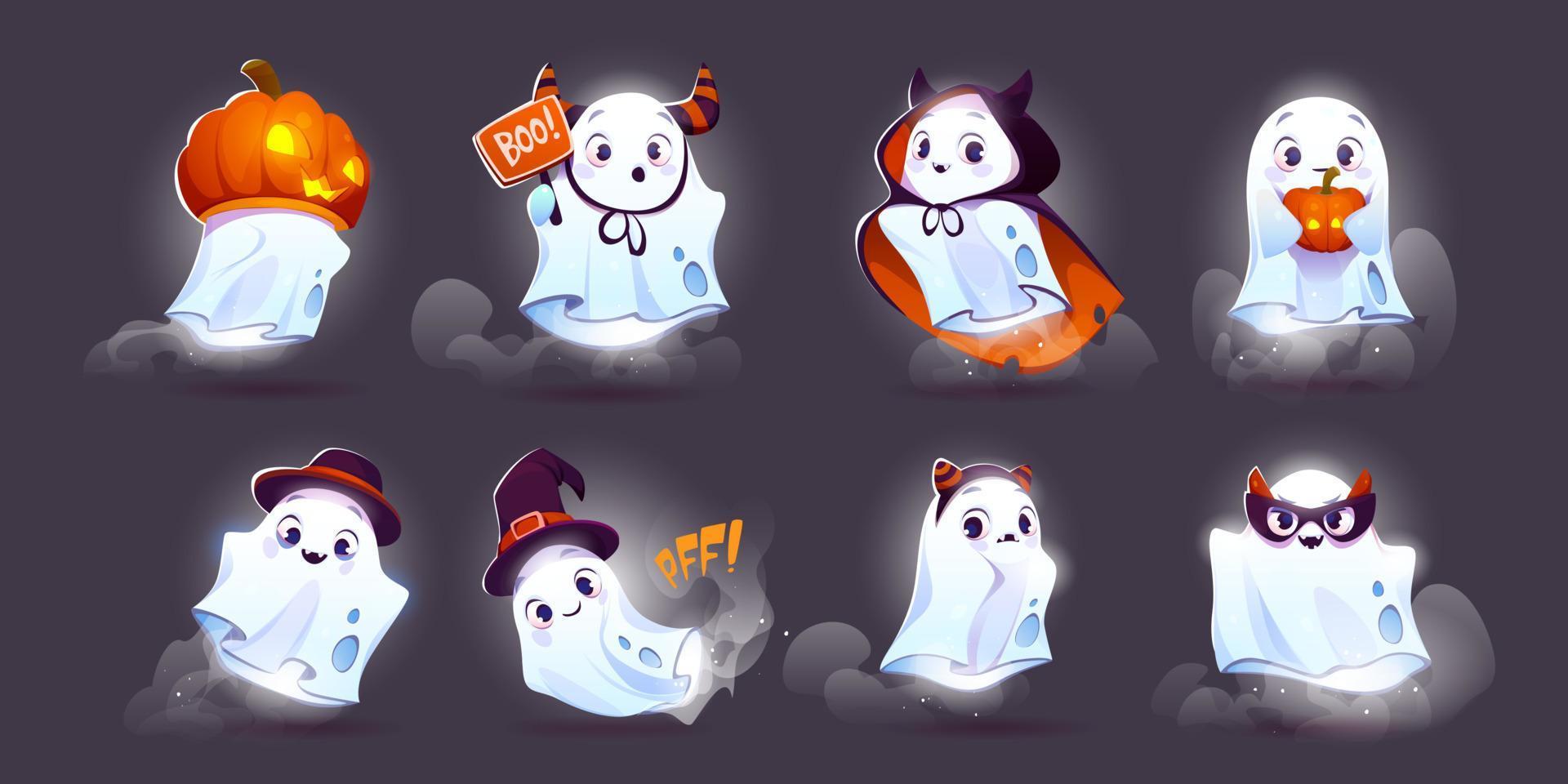 Cute ghost halloween vector character illustration