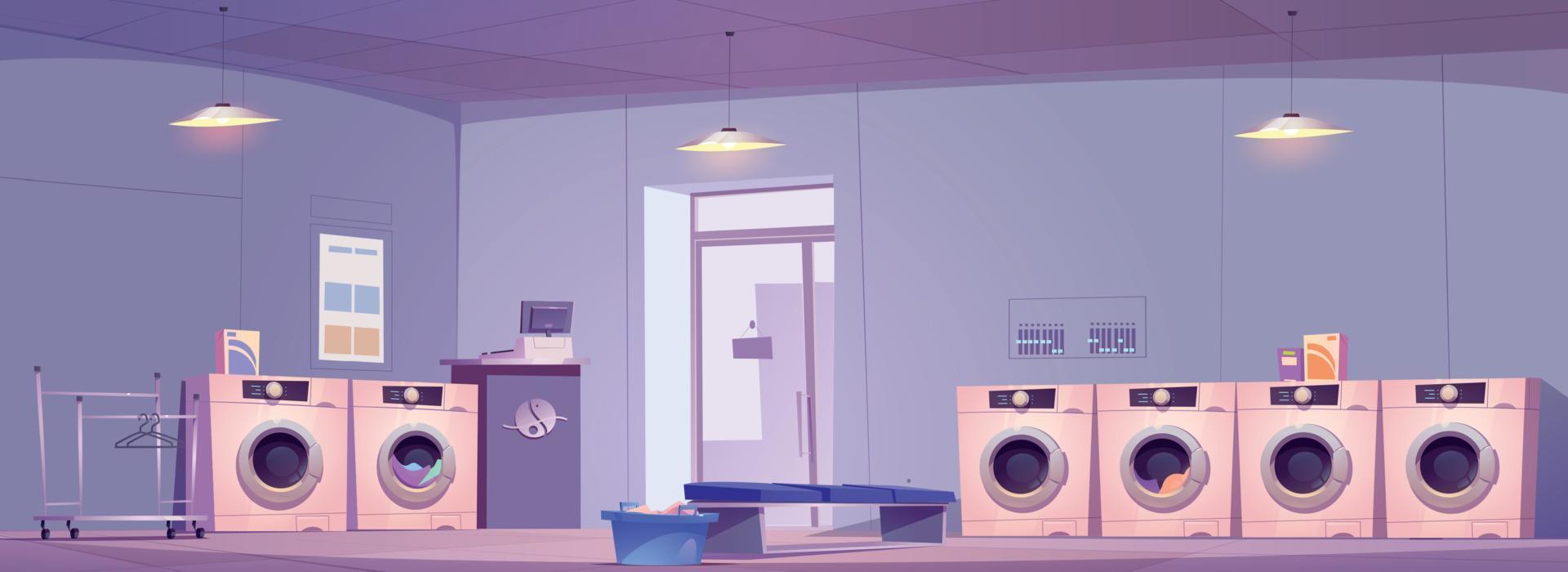 Public laundry room interior design vector