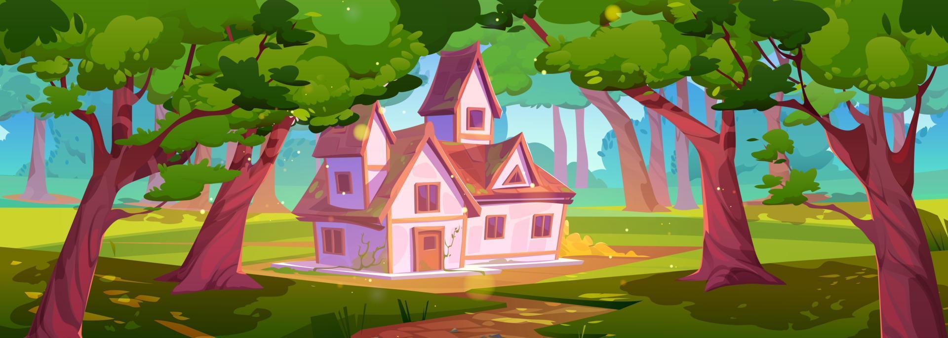 Summer landscape with forest and village house vector