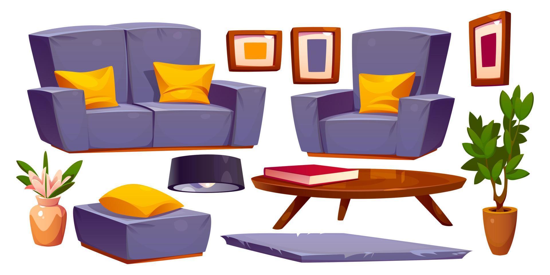 Isolated house living room interior cartoon vector