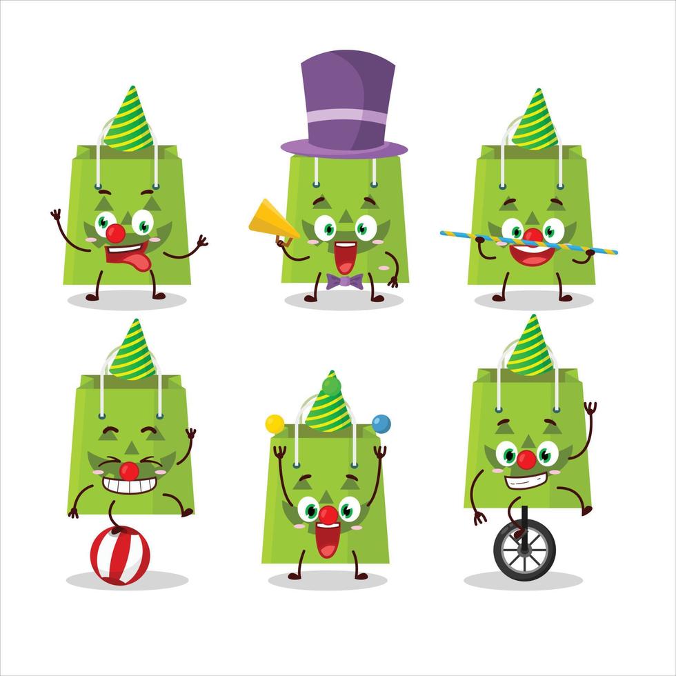 Cartoon character of halloween tote bag with various circus shows vector