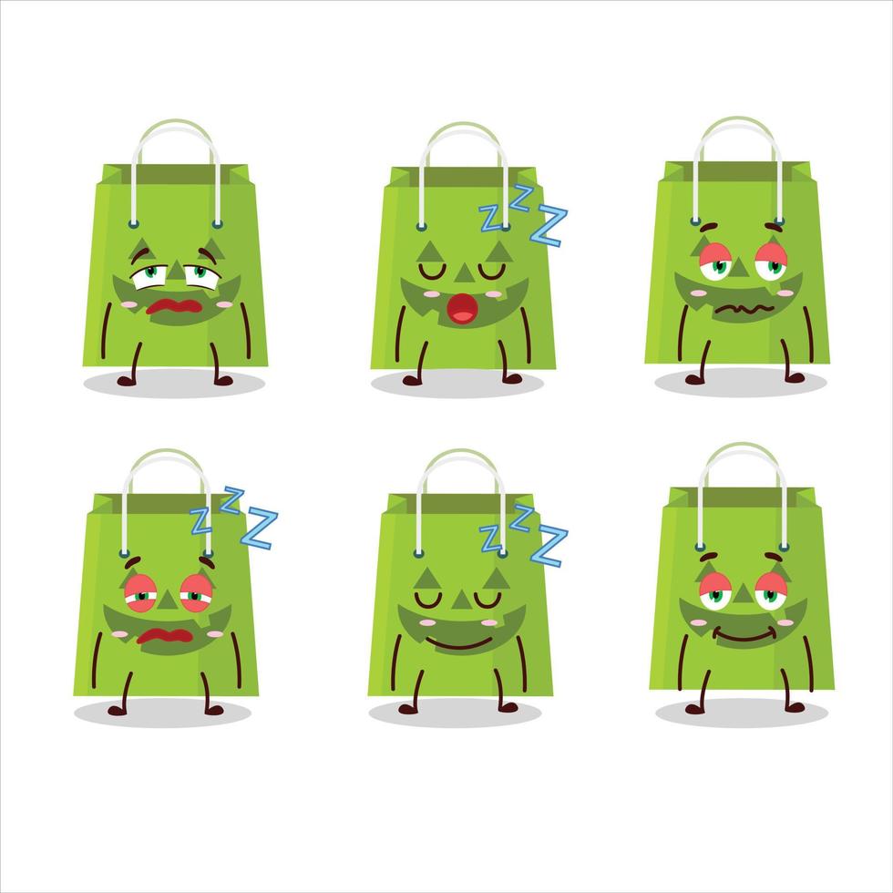 Cartoon character of halloween tote bag with sleepy expression vector