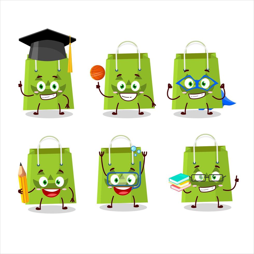 School student of halloween tote bag cartoon character with various expressions vector