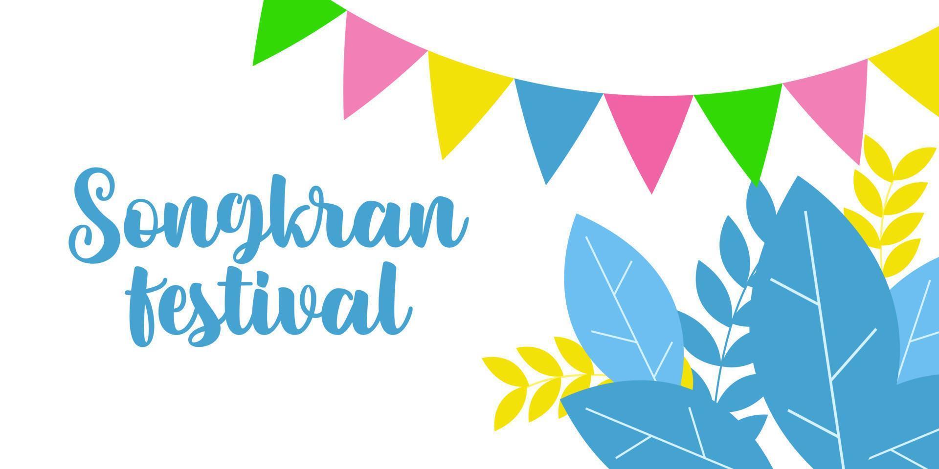 Happy Songkran day horizontal banner. vector illustration.