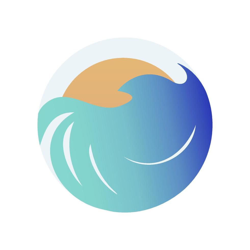 Marine logo concept. Sea waves with sun. vector